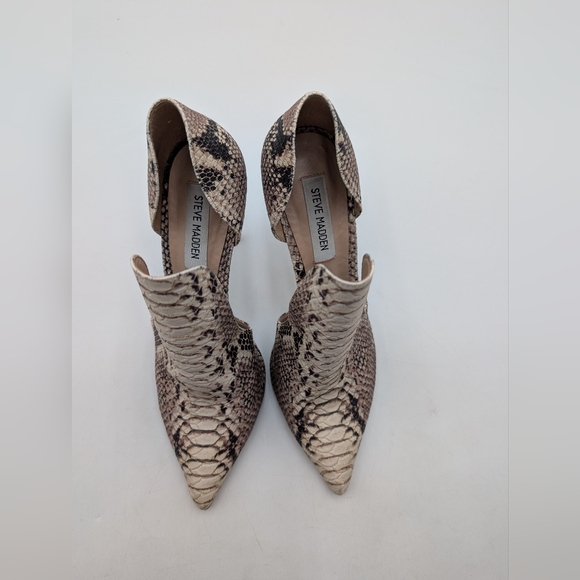 Steve Madden Dolly Pump Sz 8.5M Women d'Orsay Snakeskin Pattern Heel Pointed Toe - Picture 13 of 17